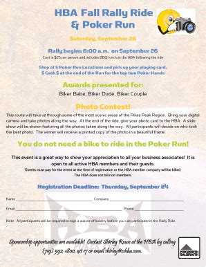 Fillable Online Fall Rally Ride Registration Form Qxp The Housing And