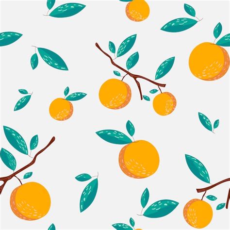 Premium Vector Oranges And Leaves Seamless Pattern