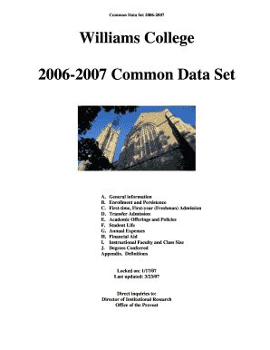 Common Data Set Williams Fill Online Printable Fillable Blank