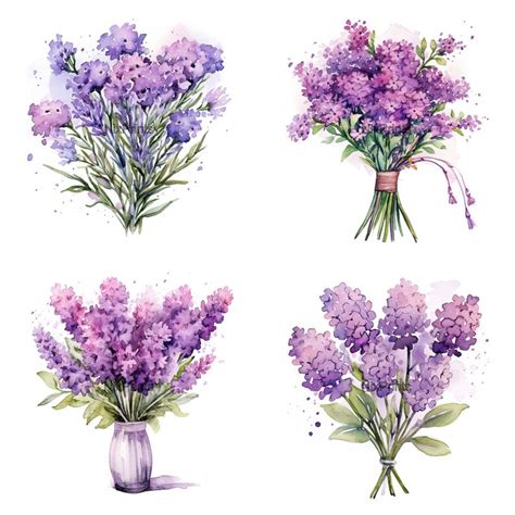 Statice Flower Bouquet Clipart Watercolor Cliprt digital - Etsy