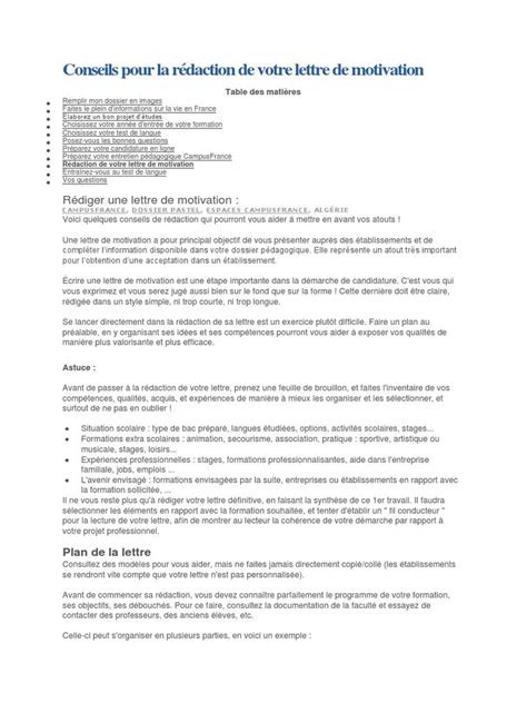 Conseils Pour R Diger Une Lettre De Motivation Campus France Efficace