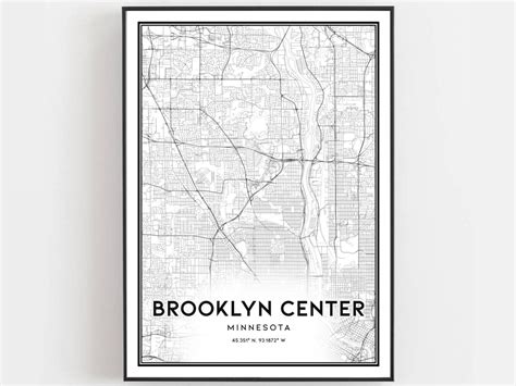 Brooklyn Center Map Print, Brooklyn Center Map Poster Wall Art, Mn City ...