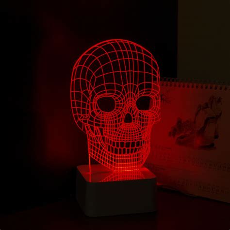 Cnhidee 3d Skull Led Lamp Usb Touch Nightlights Table Light Dimmable