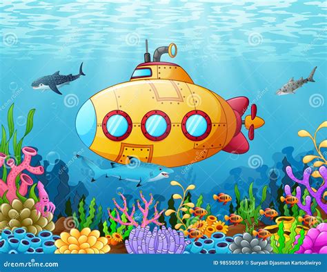 Submarine Cartoon Vector | CartoonDealer.com #91623545