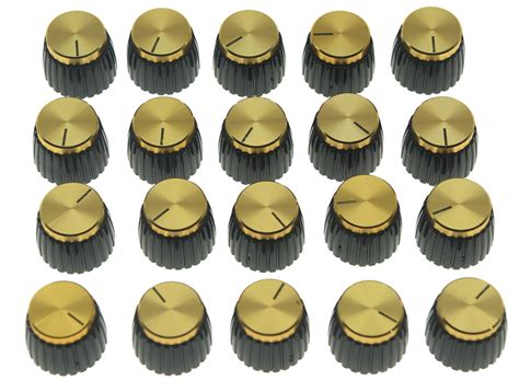 KAISH 20xGuitar AMP Amplifier Knobs Black w/Gold Cap Push on Knobs for ...