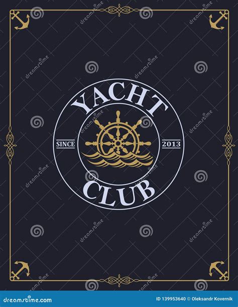 Yacht Club Label Stock Vector Illustration Of Anchor