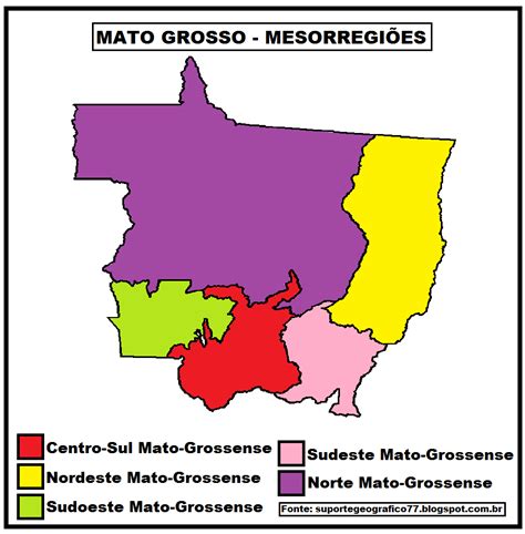 Atividade Com Mapa MesorregiÕes Do Mato Grosso Suporte Geográfico