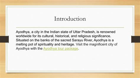 The Exciting Ayodhya Tour Package With The Discounts Ppt