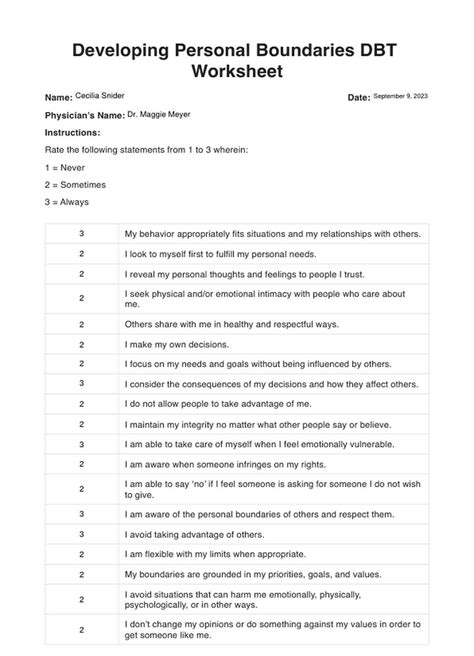 Developing Personal Boundaries Dbt Worksheet And Example Free Pdf Download