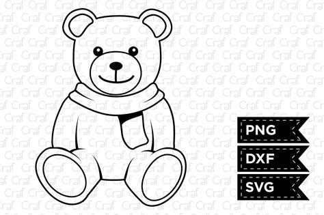 Cute Teddy Bear Outline Graphic By Craf Craf · Creative Fabrica