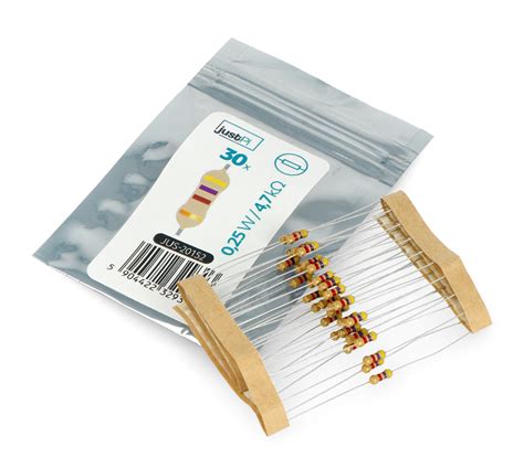 Justpi Tht Cf Carbon Resistor 1 4w 4 7kΩ 30pcs Botland Robotic Shop