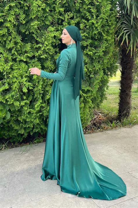 Muslim Wedding Dress Nikkah Dress Islamic Dress Hijab Dress Satin Abaya Dubai Prom Dress