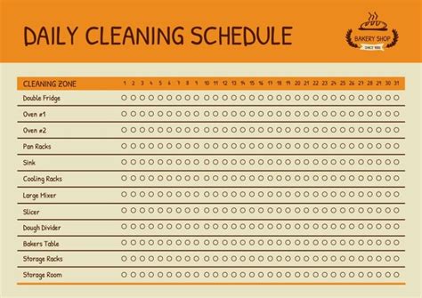 Free Bakery Cleaning Schedule Templates Wepik