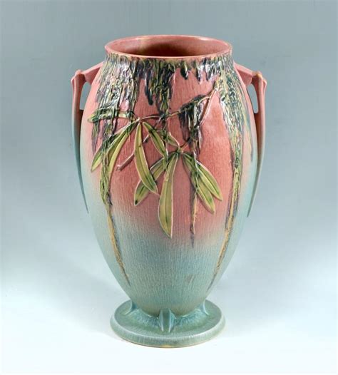 Sold Price Pink Moss Roseville Art Pottery Vase Invalid Date Edt