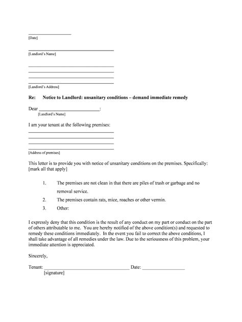 Fillable Online District Of Columbia Letter From Tenant To Form Fill