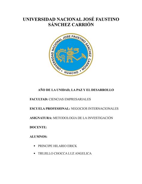 Ciencia Universidad Nacional JosÉ Faustino SÁnchez CarriÓn AÑo De La