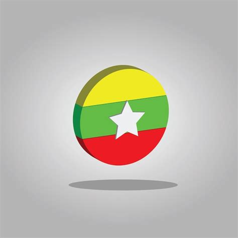 Premium Vector Myanmar Burma Flag Icon 3d Circle Ilustration Flag