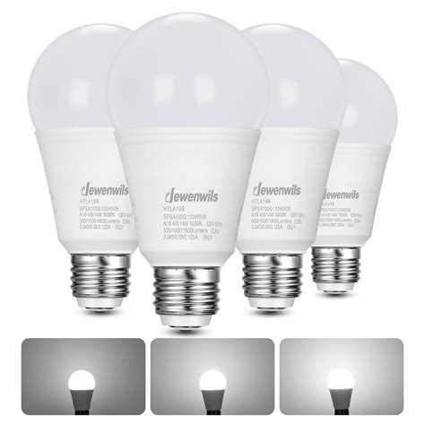 DEWENWILS 3-Way LED Bulbs, 40/60/100W Eq., 5000K Daylight, 500/1000 ...