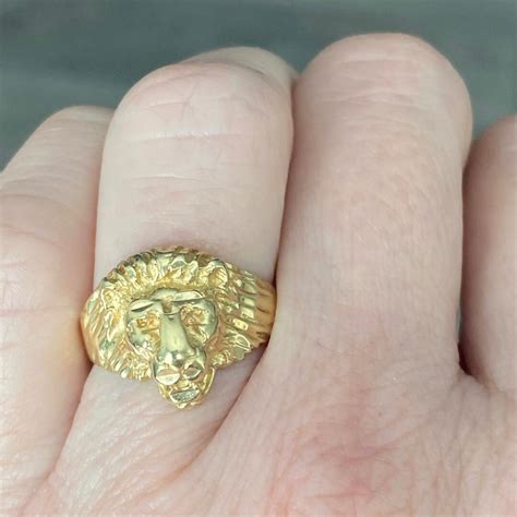 Vintage 14K Yellow Gold Lion Head Ring - Etsy