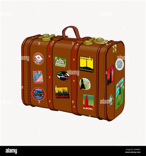 Vintage Luggage Clipart Travel Illustration Vector Stock Vector Image