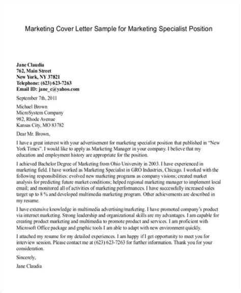 Cover Letter For Marketing Cover Letter Example Cover Letter