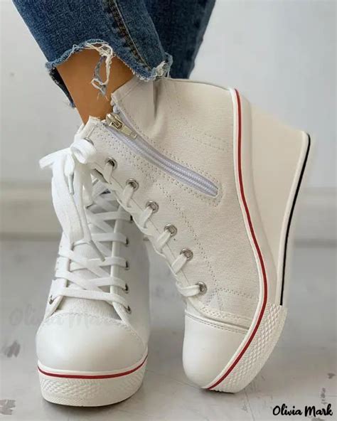 Olivia Mark Elegant Eyelet Lace Up Platform Wedge Sneakers Wedge Sneakers Platform Wedges