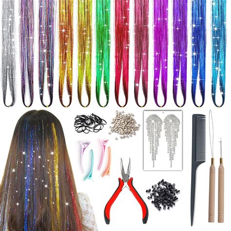 Amazon Inches Hair Tinsel Kit Colors Strands Tinsel