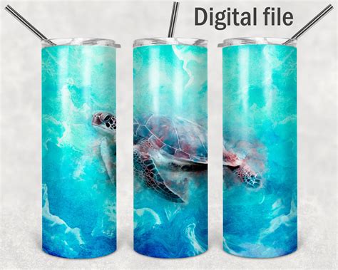 Sea Turtle Tumbler Wrap Png File For Sublimation Designs Beach Etsy