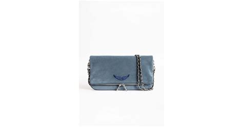 Zadig And Voltaire Rock Suede Clutch In Blue Lyst