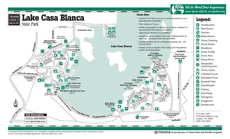 Lake Casa Blanca Texas State Park Facility Map - Lake Casa Blanca Texas ...