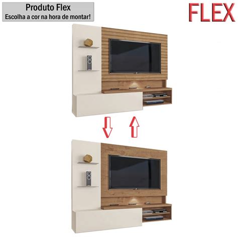 Painel para TV Até 55 Polegadas Lugano 1 Porta Flex Natura Off White 3d