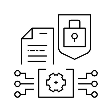 Electronic Documents Protection Line Icon Vector Illustration 19575766