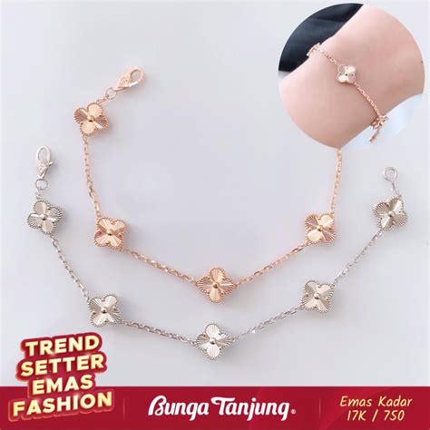 Jual Gelang Fashion Clover Arsir B Emas K Bunga Tanjung Gold