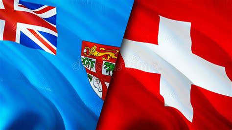 Fiji And Switzerland Flags 3D Waving Flag Design Fiji Switzerland