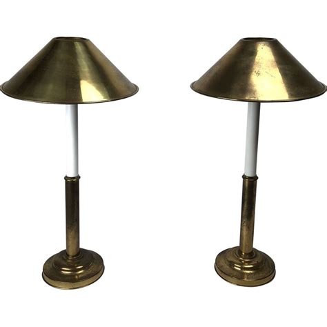 Paire De Lampes De Table Vintage En Laiton Et Laque De Tommaso Barbi