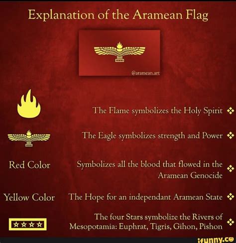 Explanation Of The Aramean Flag Red Color Yellow Color The Flame