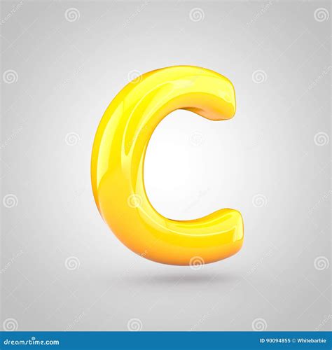 Glossy Yellow Paint Letter C Uppercase Stock Illustration