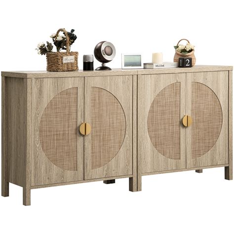 Sanspredet Sideboard Storage Cabinet Set Of Rattan Buffet Cabinet