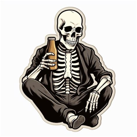 Premium Ai Image Arafed Skeleton Sitting On The Floor Holding A