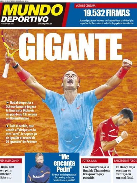 La Portada Del Diario Mundo Deportivo 10 10 2020