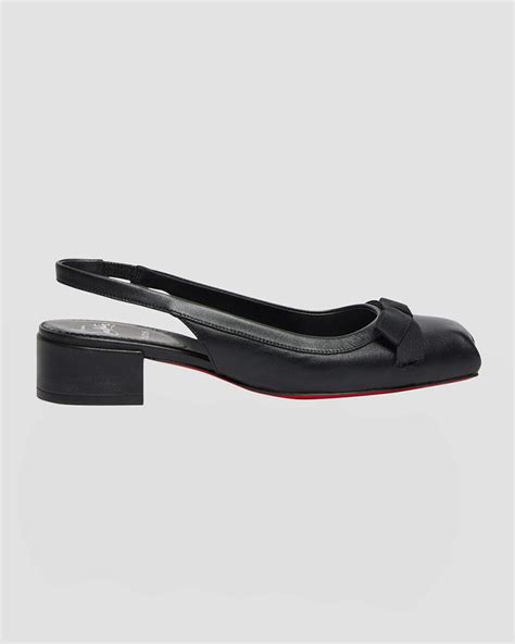 CHRISTIAN LOUBOUTIN Napa Ballerina Red Sole Slingback Pumps Black