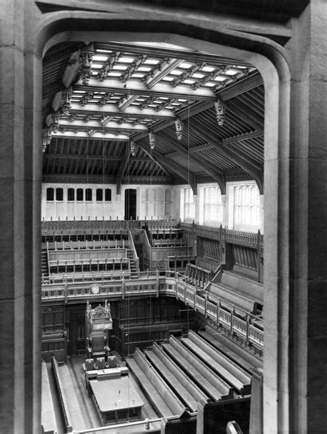 House Of Commons Palace Of Westminster London The Rebuilt Chamber Seen From The Balcony