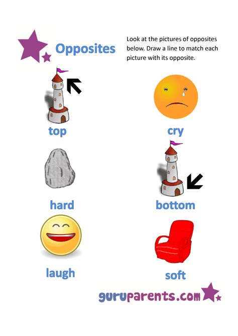 Printable Opposites Worksheets For Preschool