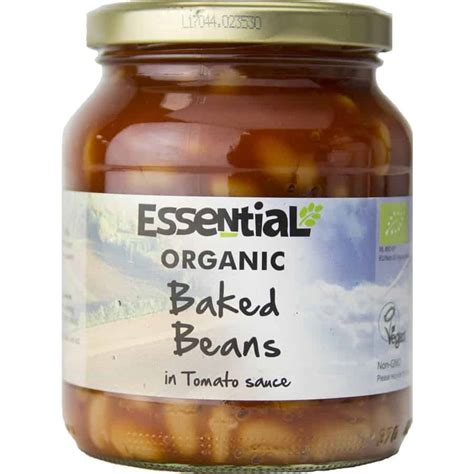 Essential Baked Beans In Tomato Sauce Jar 350g Marshford Organic Foods