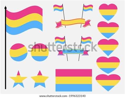 Collection Pansexual Flag Symbols Hearts Stars Stock Vector Royalty Free 1996323140