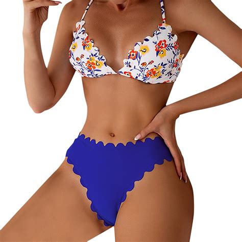 Qxutpo Womens Swimsuits Summer Fashion High Waist Two Piece Sexy Bikini