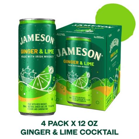 Jameson Ginger & Lime Ready to Drink Irish Whiskey Cocktail Cans, 4 ...