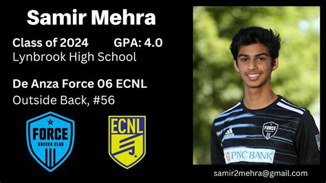 Samir Mehra Highlights De Anza Force Ecnl Class Of Youtube