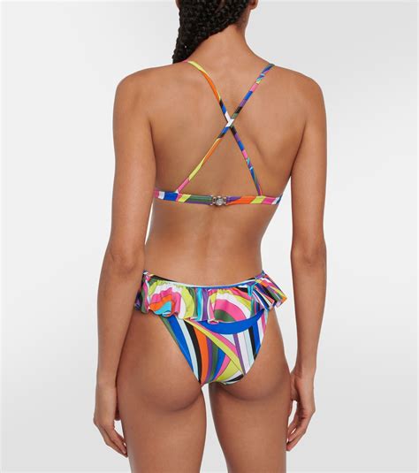 Ruffle Trimmed Printed Bikini In Multicoloured Pucci Mytheresa