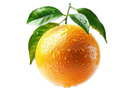 Fresh Orange Fruit Covered In Dewdrops With Vibrant Green Leaves